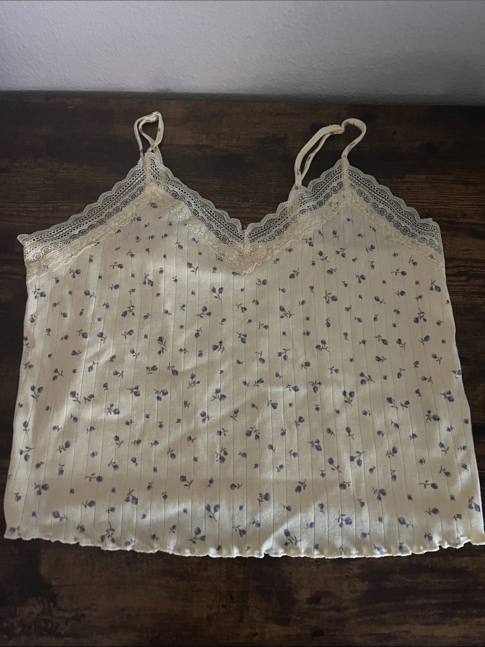 No Boundaries Cream Top with Small Purple Dot Detail